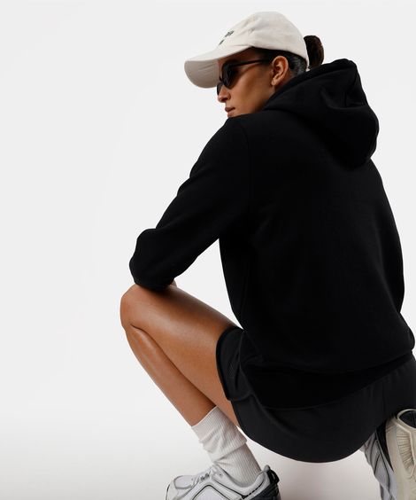 blusa de moletom com capuz e bolso ace preta