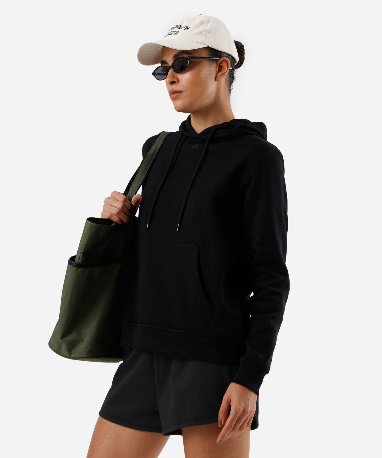 blusa de moletom com capuz e bolso preta