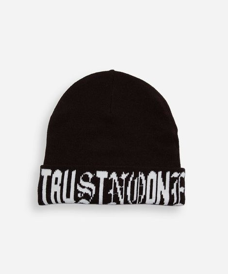 gorro de tricot estampado marrom