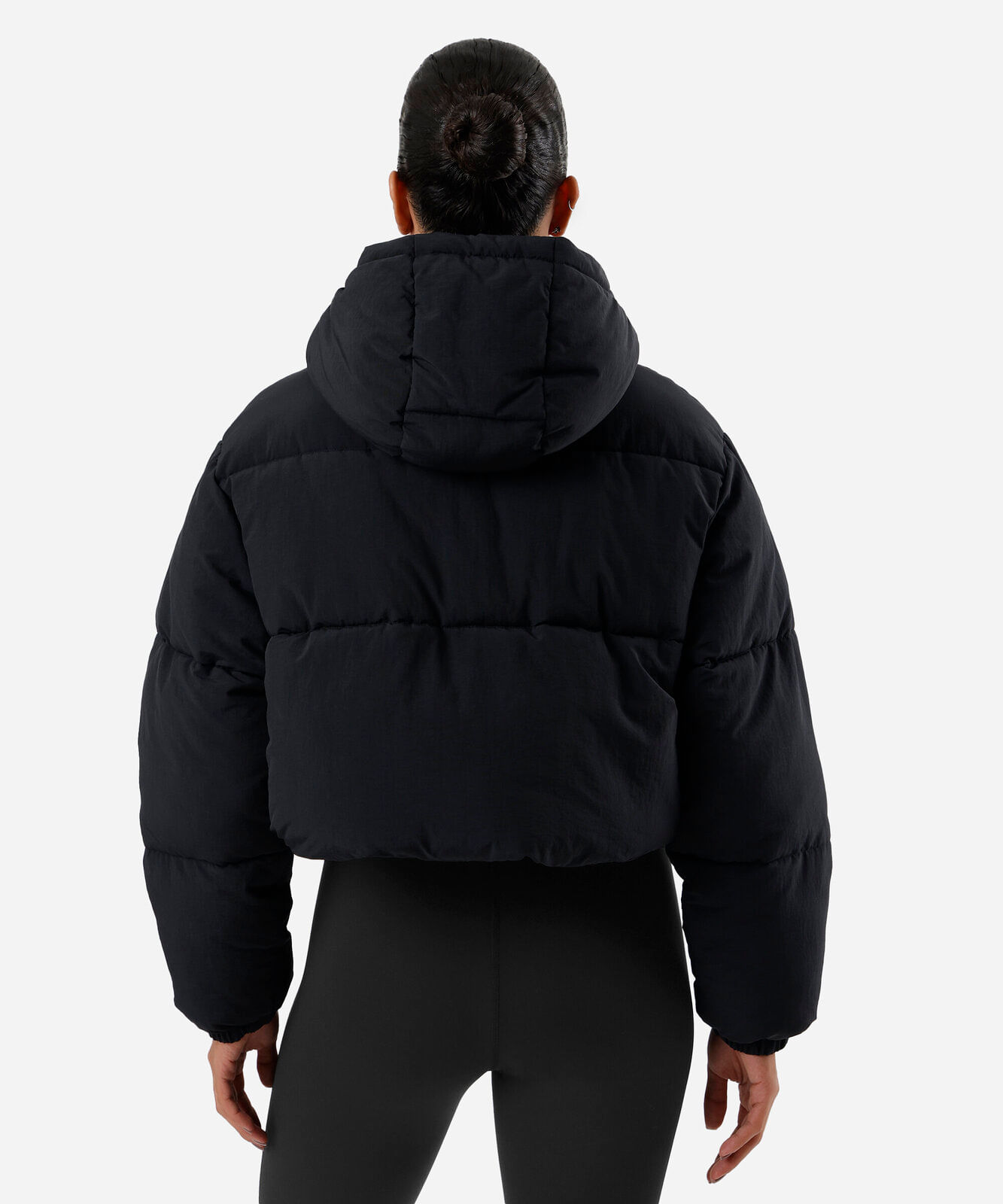 jaqueta puffer cropped feminina esportiva preta