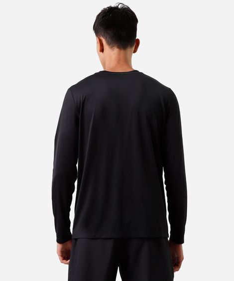 camiseta masculina esportiva manga longa preta