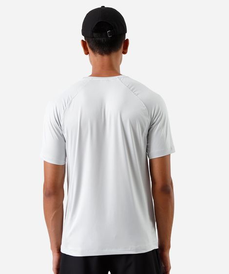 camiseta esportiva slim masculina com recortes cinza