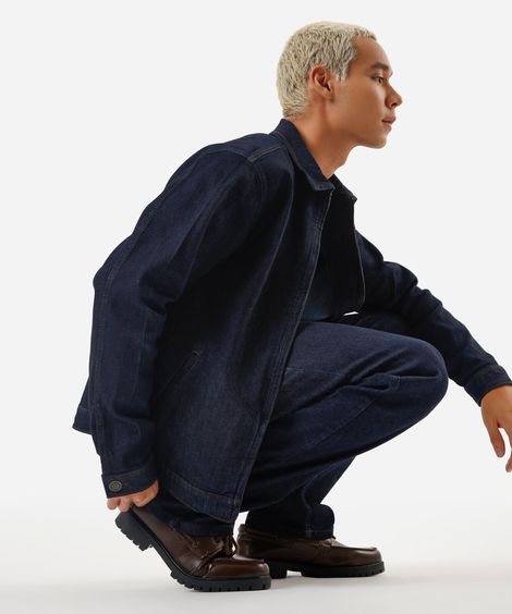 jaqueta masculina jeans azul