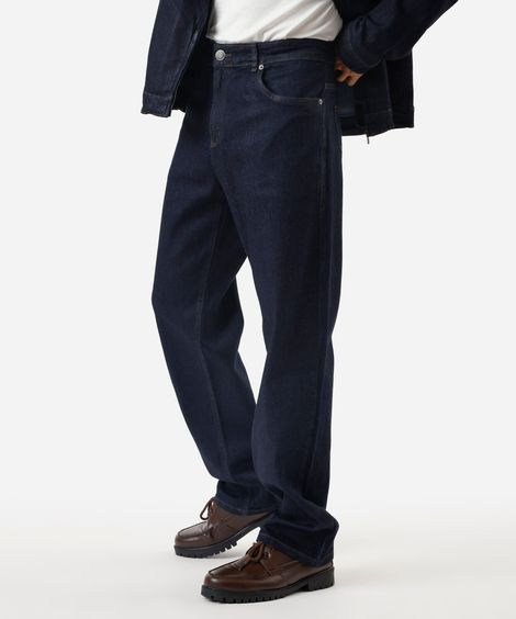 calça reta masculina jeans azul