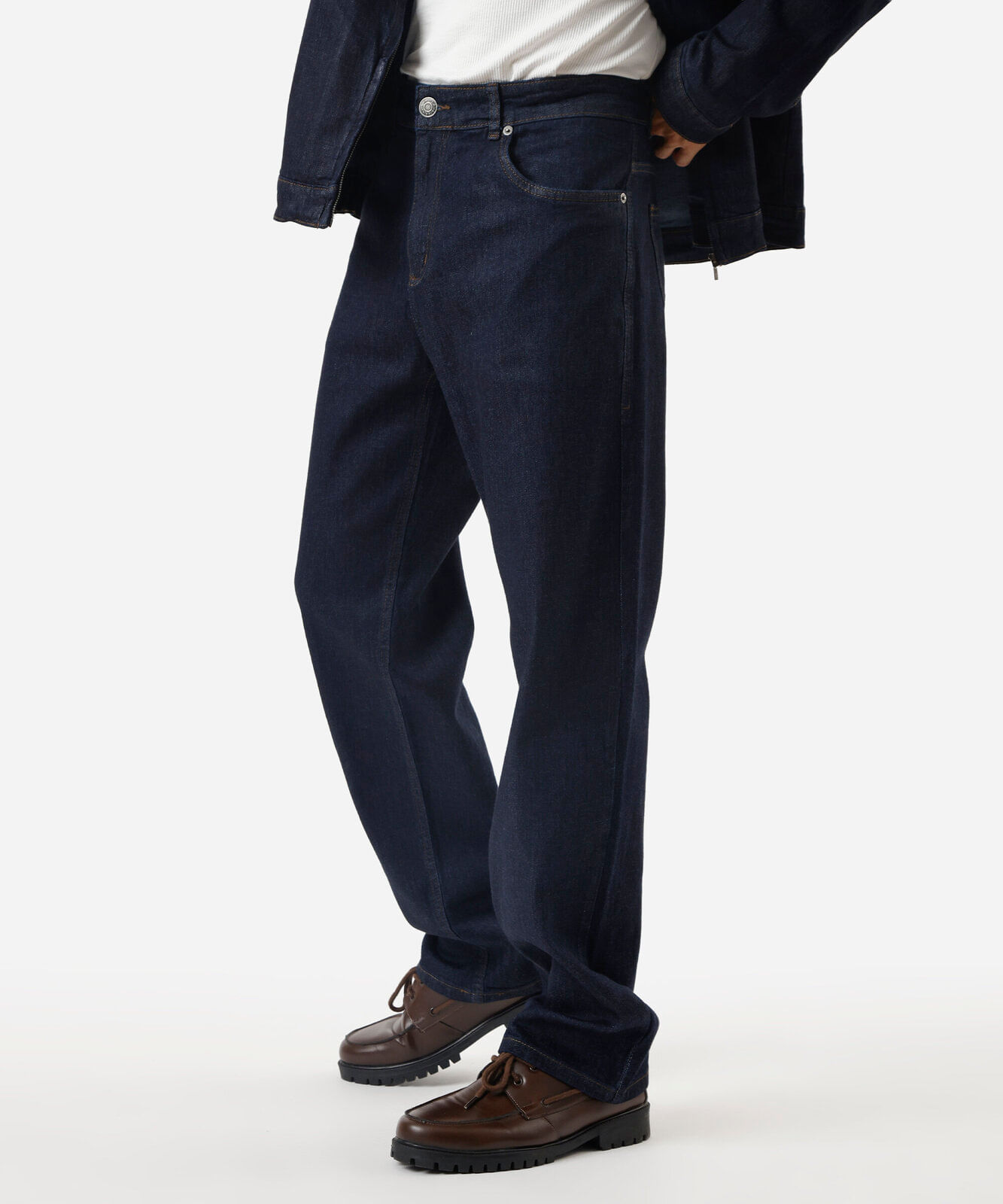calça reta masculina jeans azul