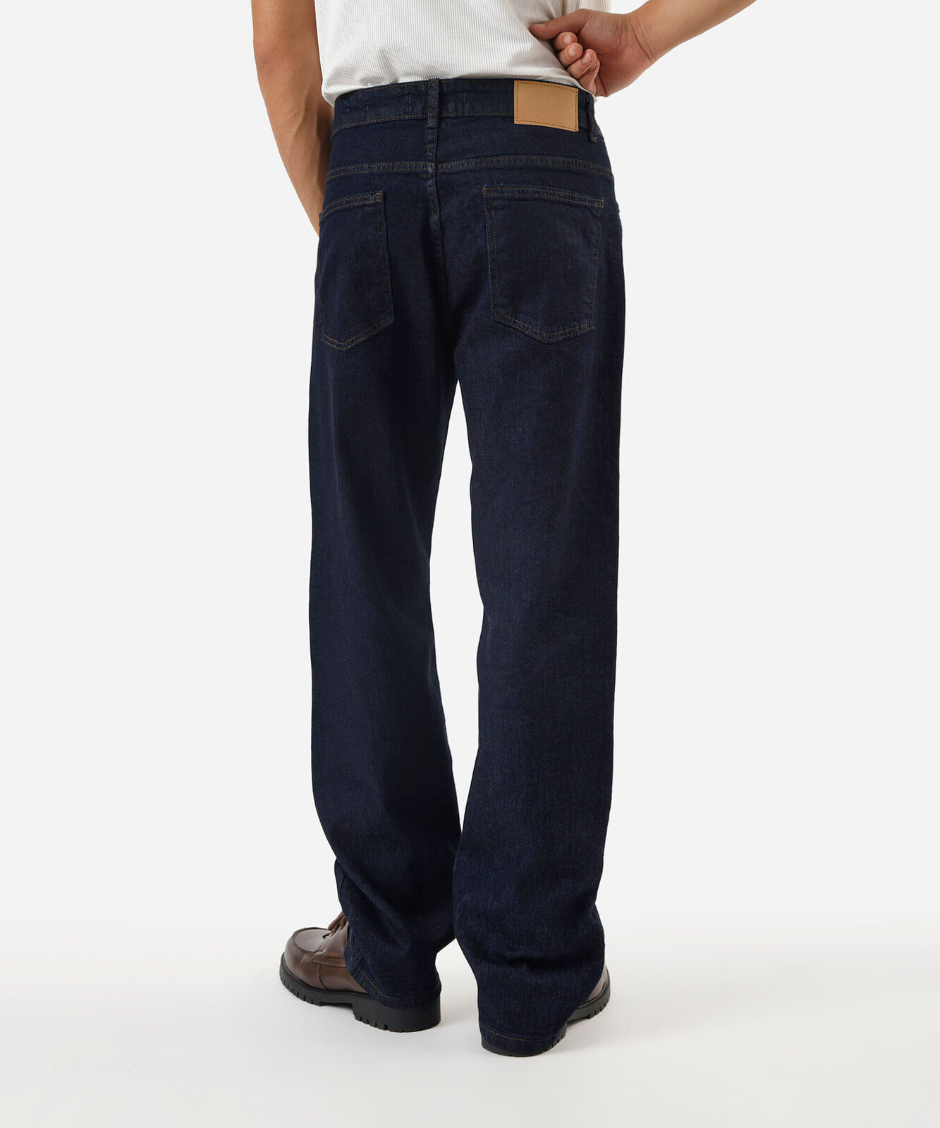calça reta masculina jeans azul