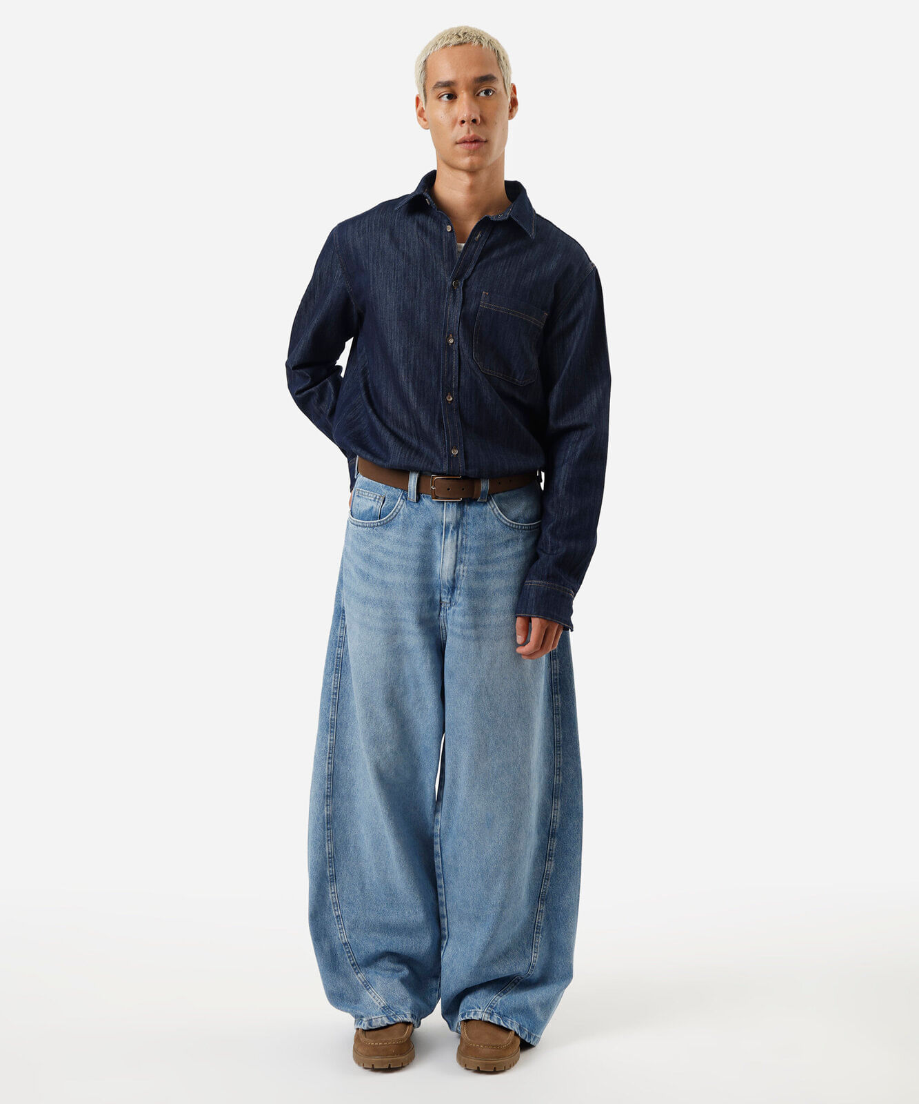 calça super baggy masculina jeans azul