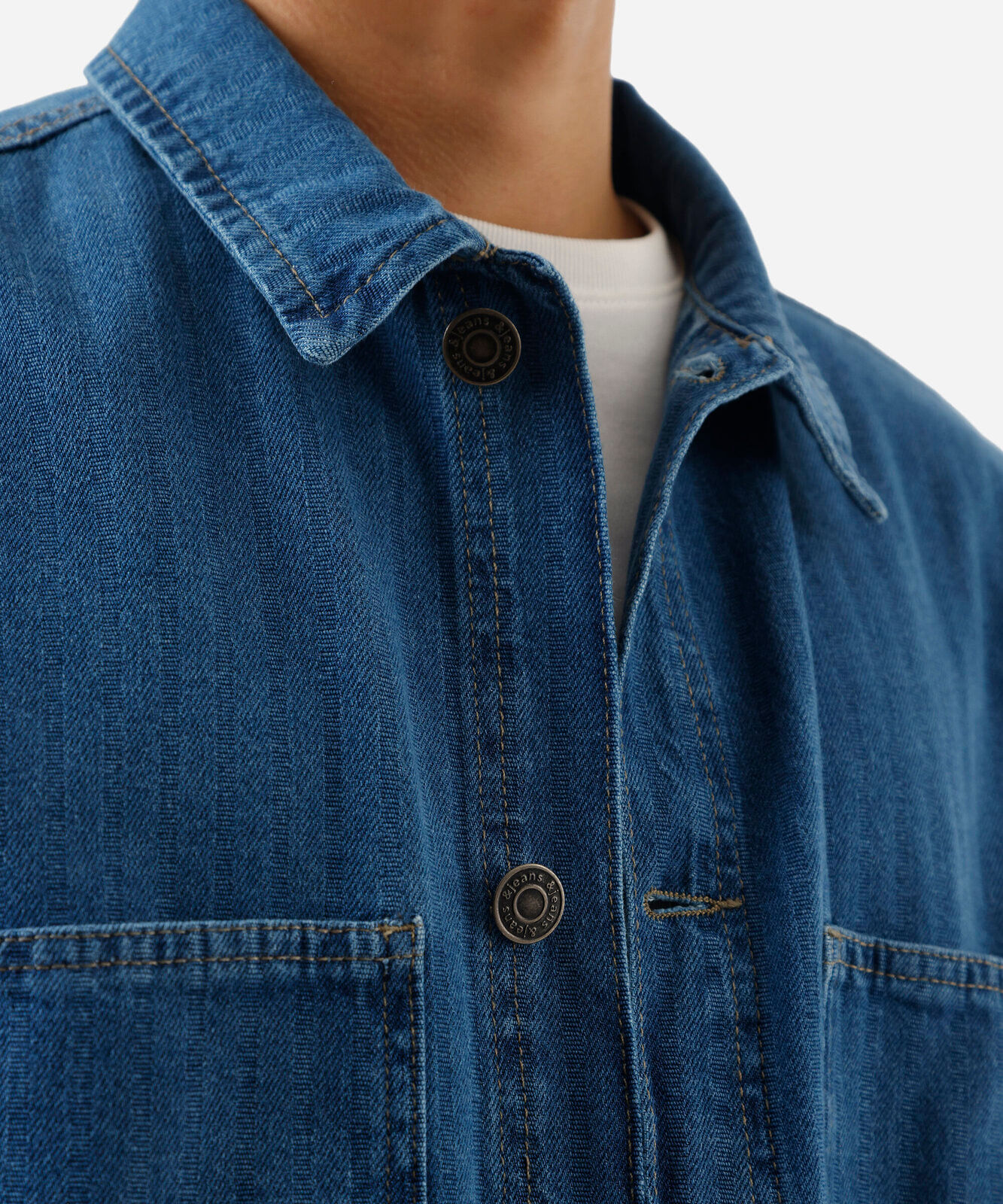 jaqueta masculina jeans listrada azul