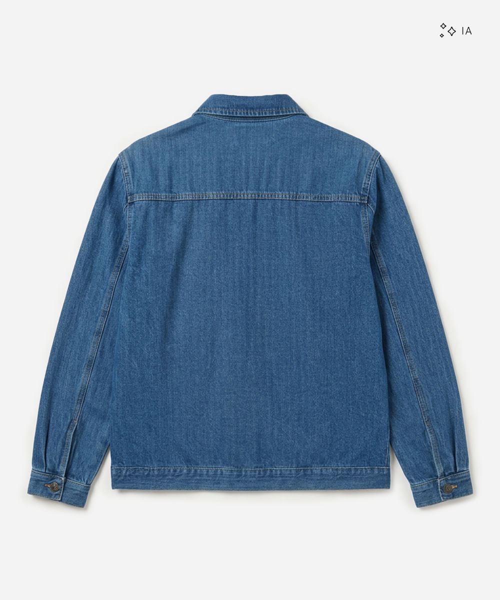 jaqueta masculina jeans listrada azul