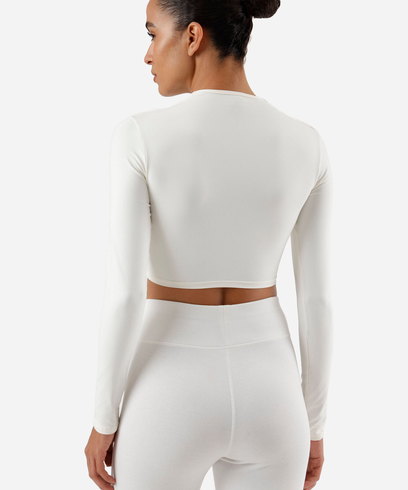 cropped feminino de poliamida esportivo manga longa off white
