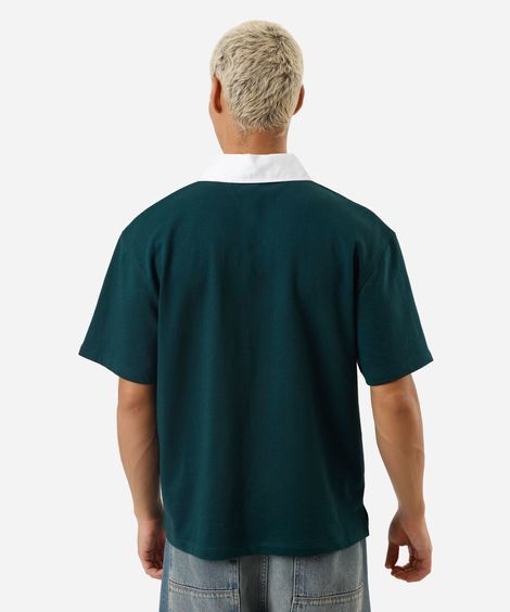 polo masculina de moletom manga curta verde