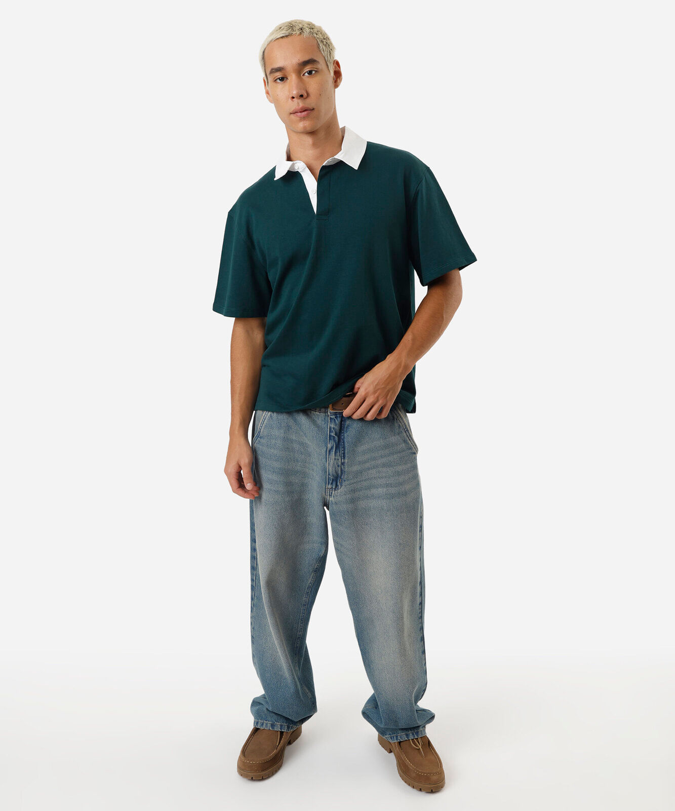 polo masculina de moletom manga curta verde