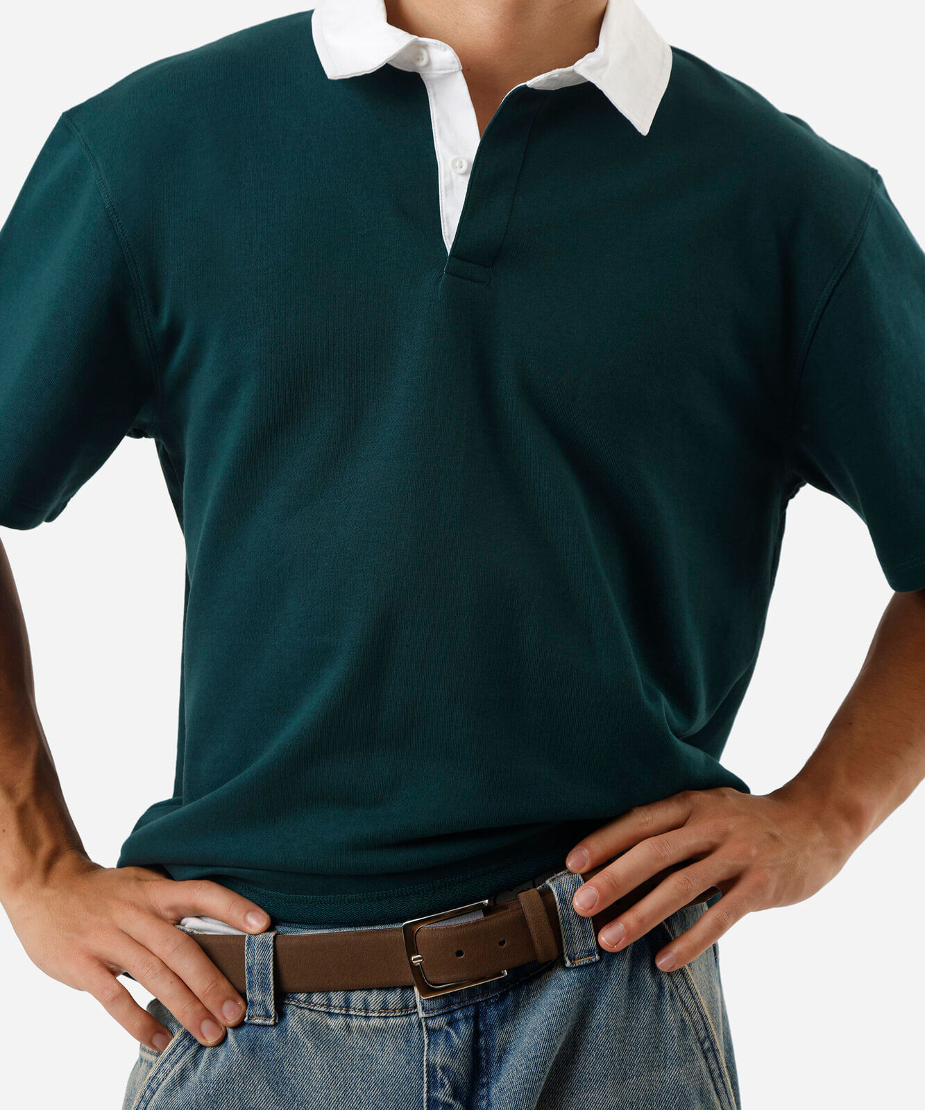 polo masculina de moletom manga curta verde