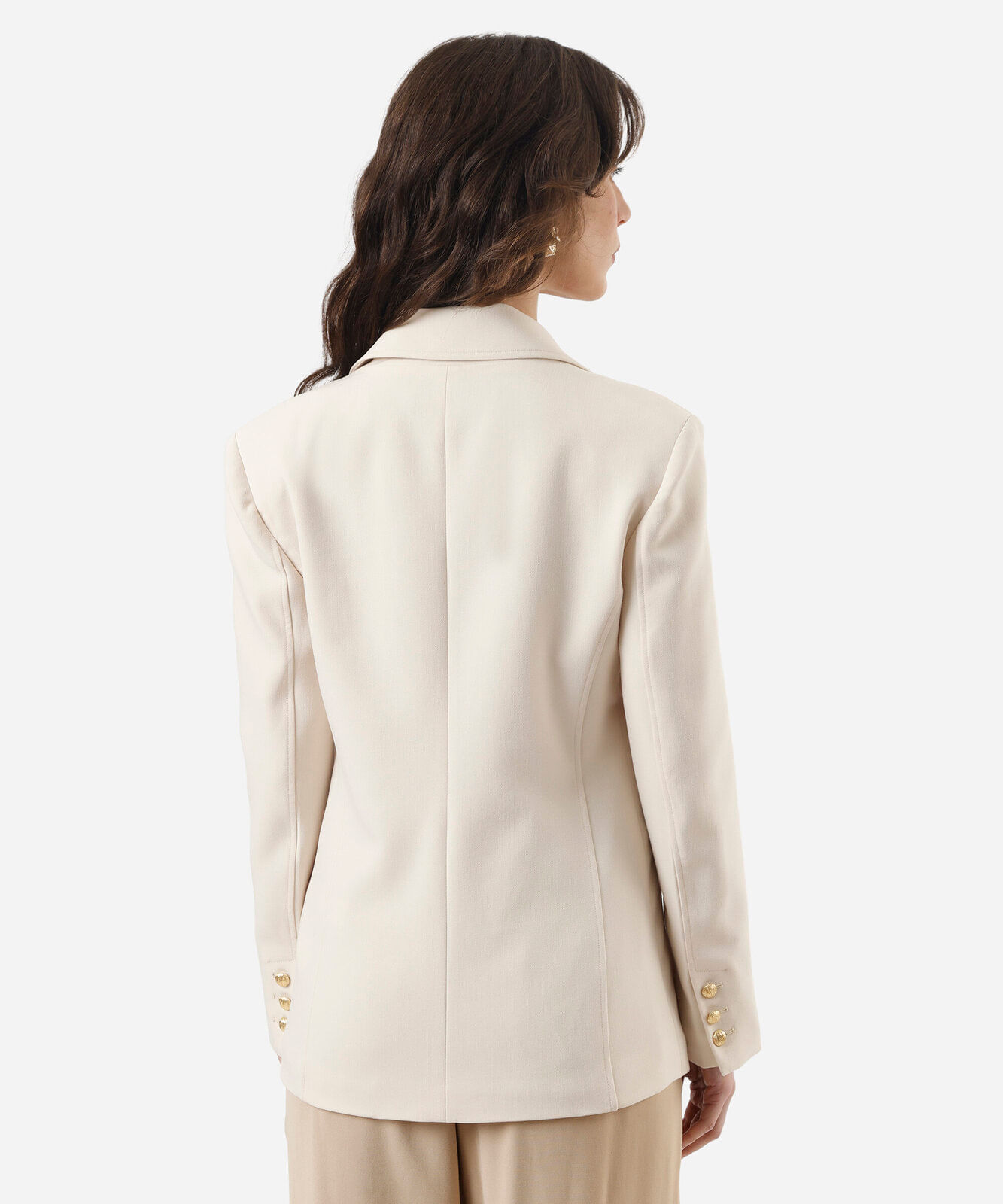 blazer de alfaiataria feminino acinturado bege