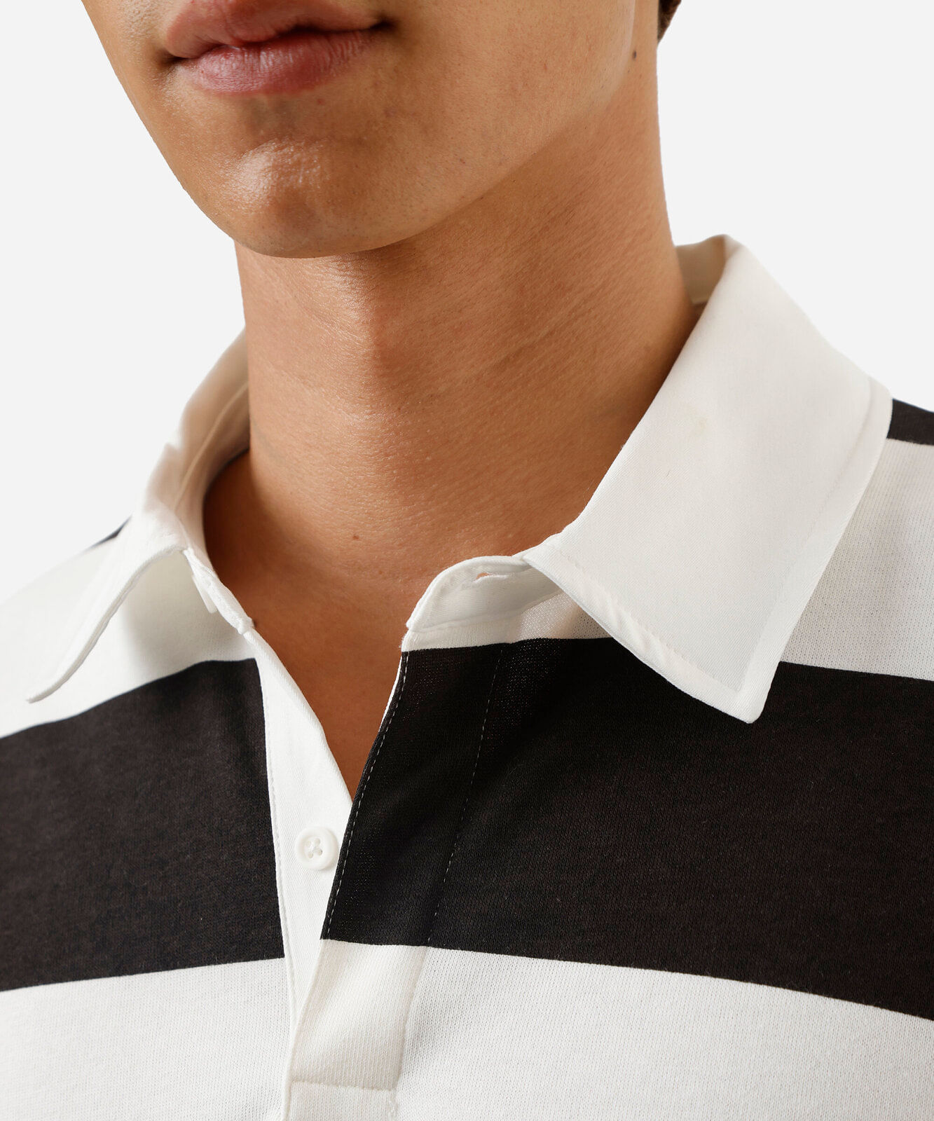 polo masculina de moletom manga longa listrada off white