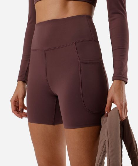 bermuda feminina esportiva com bolsos vermelho