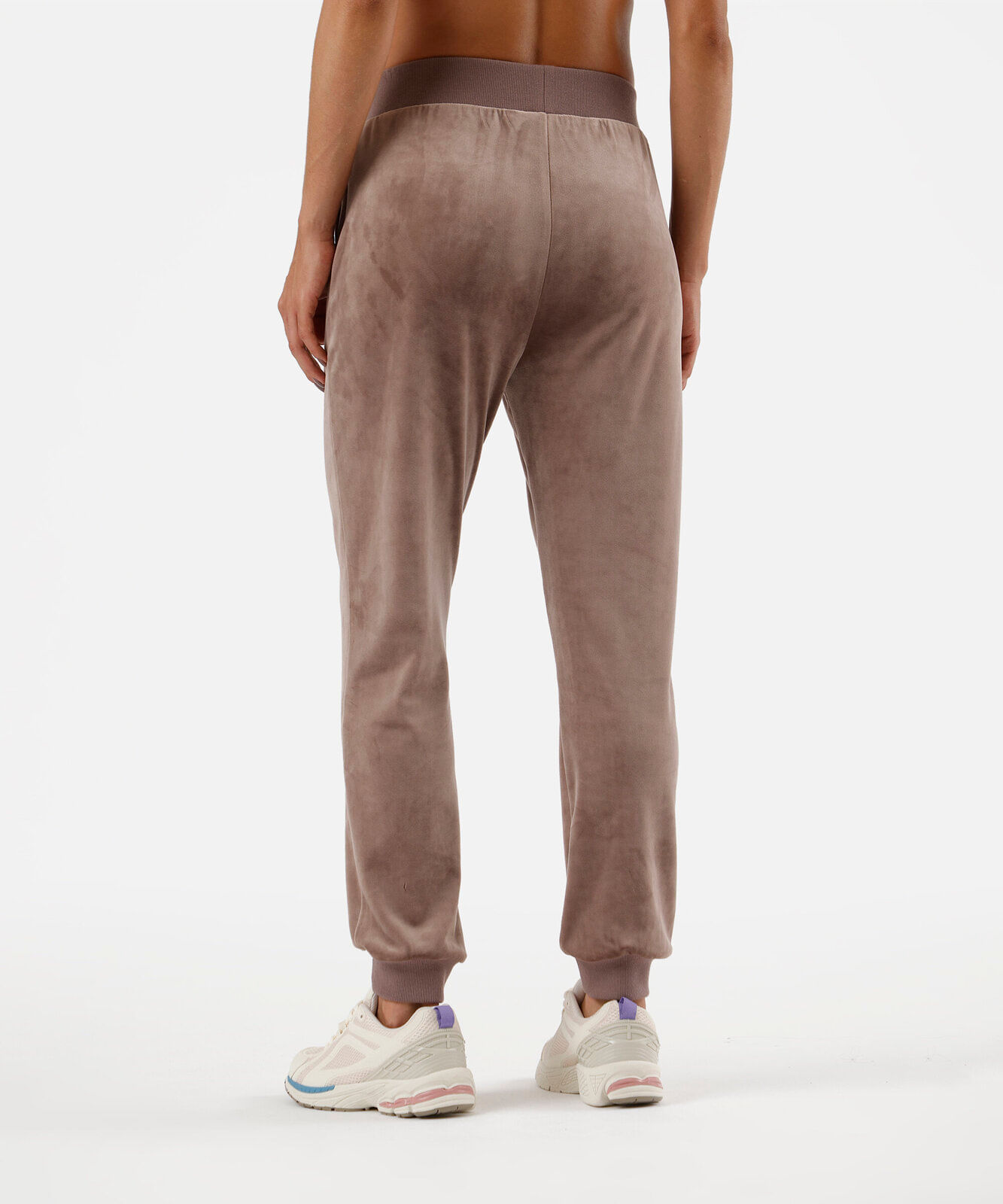 calça reta de plush cintura alta esportiva marrom