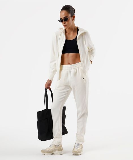 calça jogger feminina de moletom esportiva ace  off white