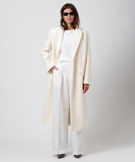 calça de alfaiataria feminina com pregas mindset off white