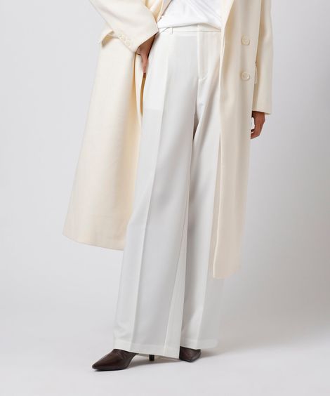 calça de alfaiataria feminina com pregas mindset off white