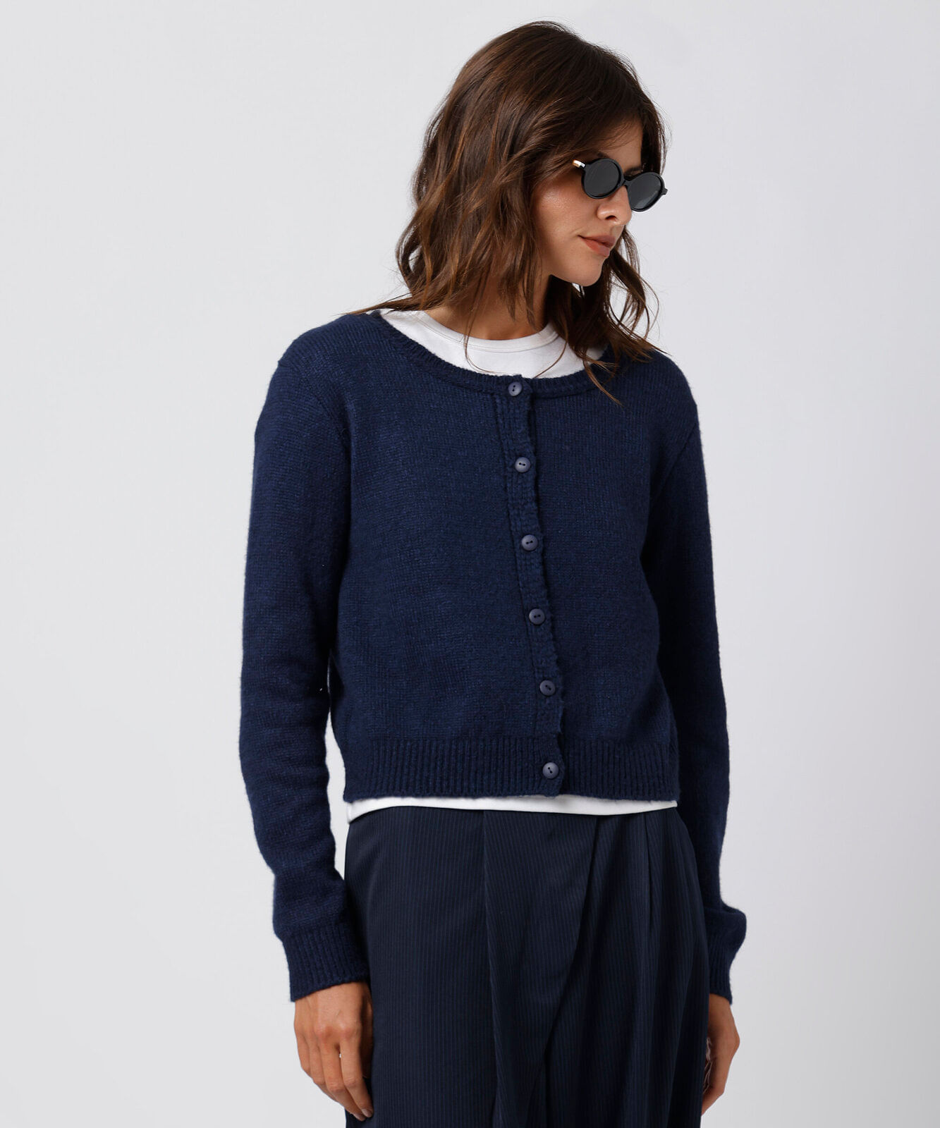 cardigan feminino de tricot mindset azul