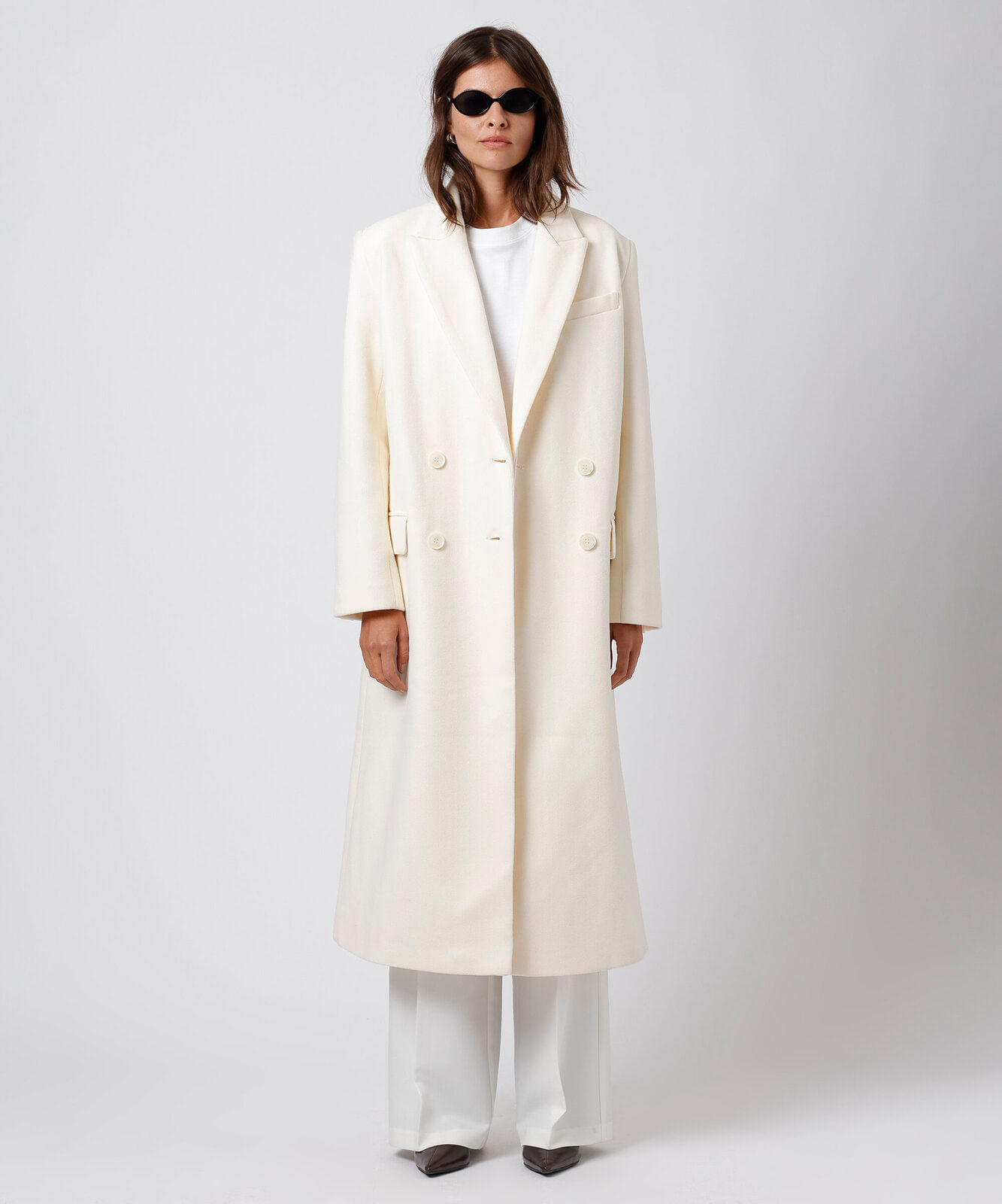 casaco longo feminino texturizado mindset off white