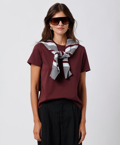 camiseta feminina de algodão slim mindset vinho
