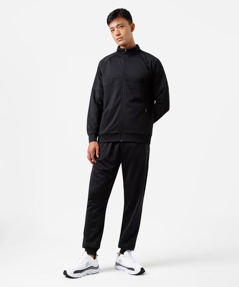 calça reta masculina esportiva com zíper na barra preta