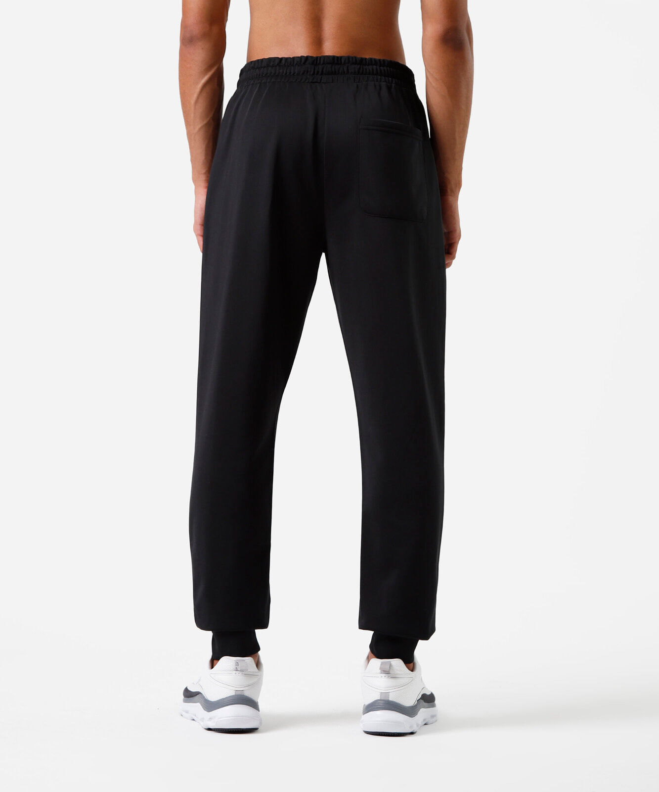 calça reta masculina esportiva com zíper na barra preta