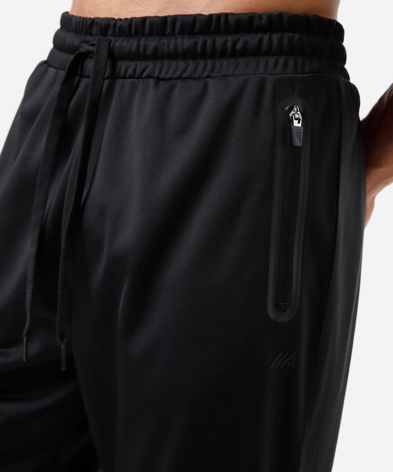 calça reta masculina esportiva com zíper na barra preta