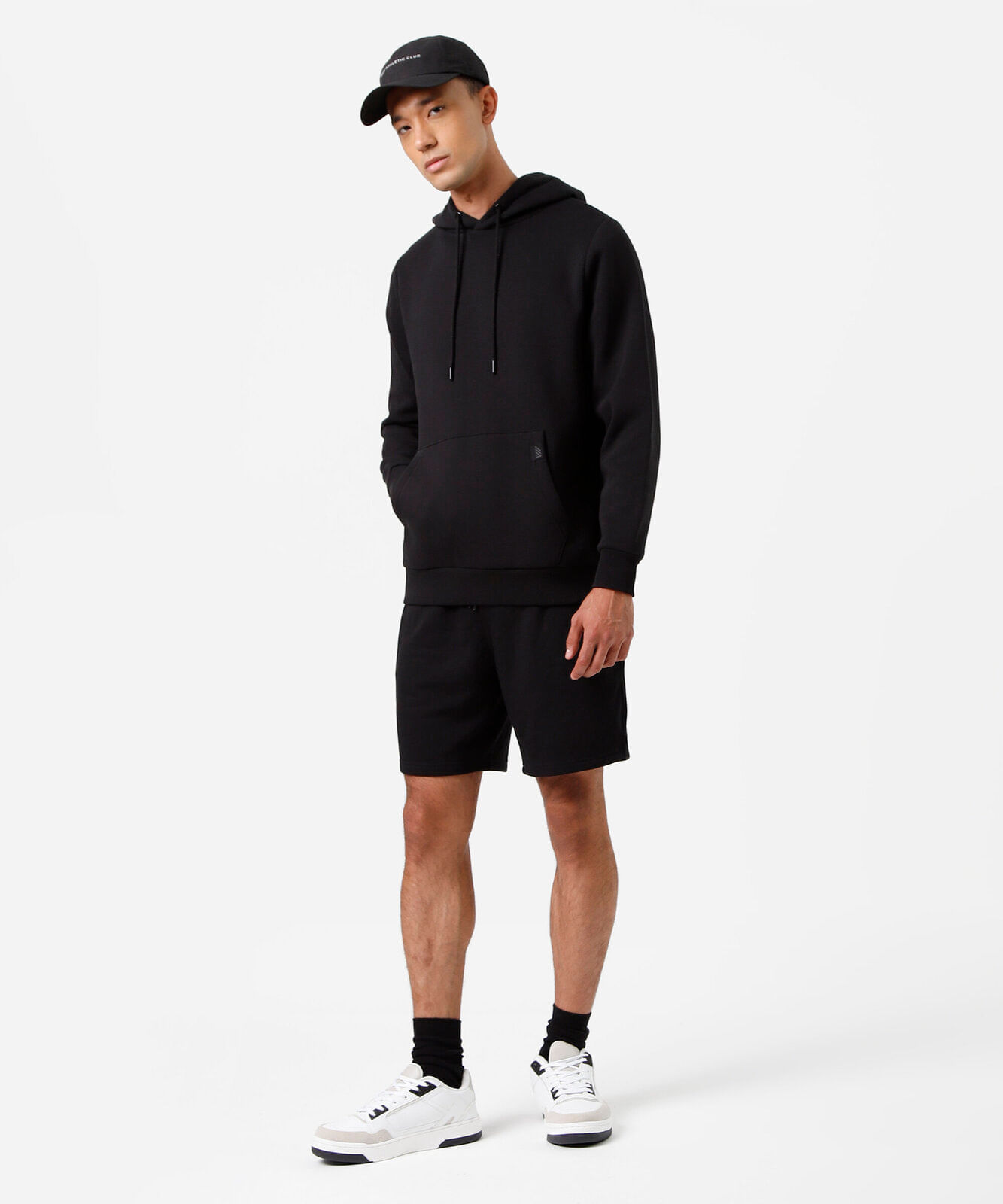 bermuda esportiva reta masculina de moletinho preta