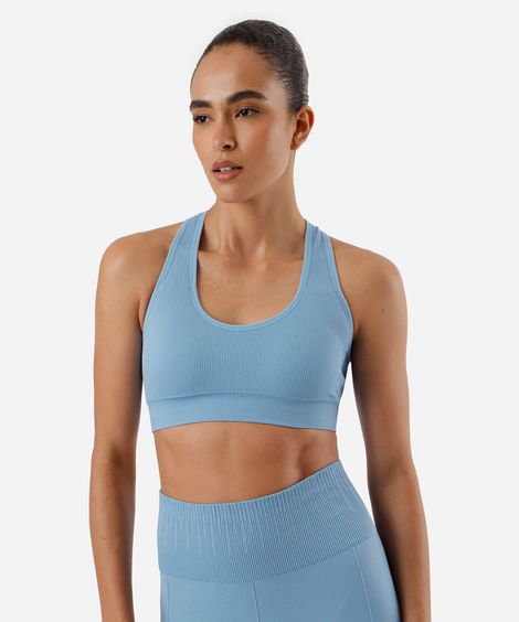top nadador canelado com bojo removível - azul nuvem