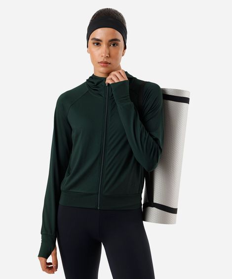 jaqueta feminina com capuz esportiva verde
