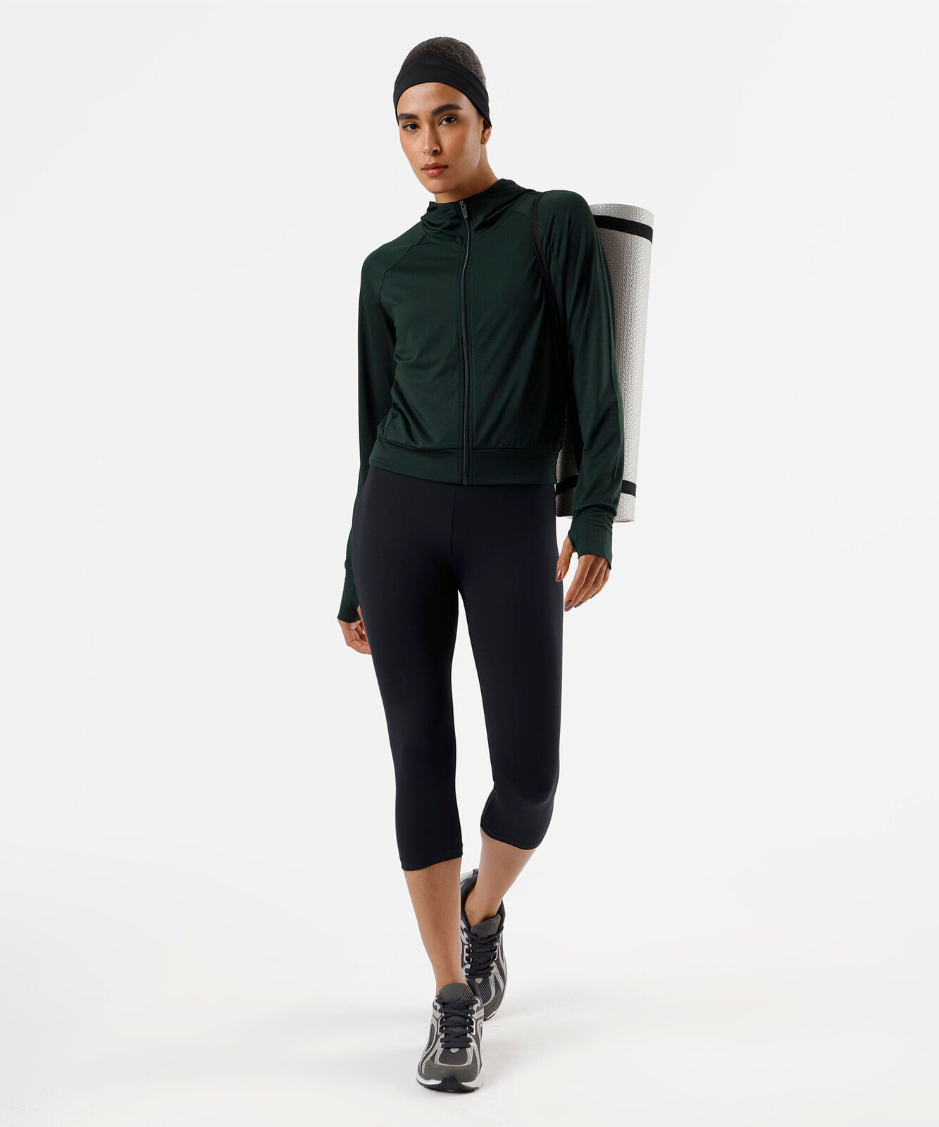 jaqueta feminina com capuz esportiva verde