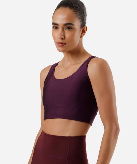 top alongado com bojo removível esportivo roxo