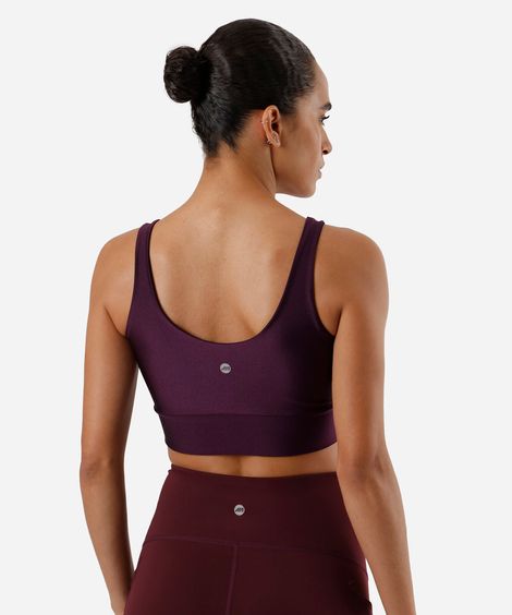 top alongado com bojo removível esportivo roxo