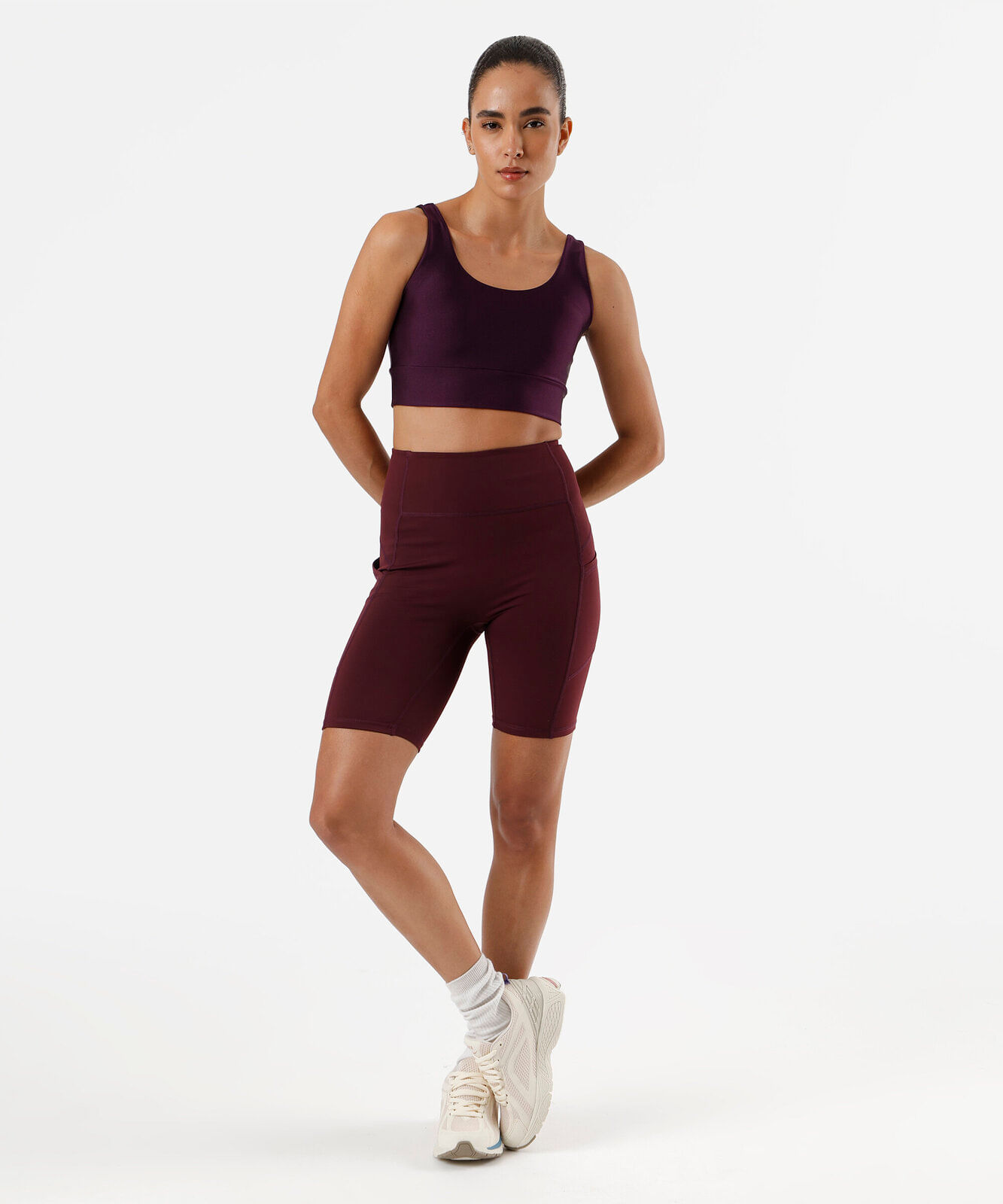 top alongado com bojo removível esportivo roxo