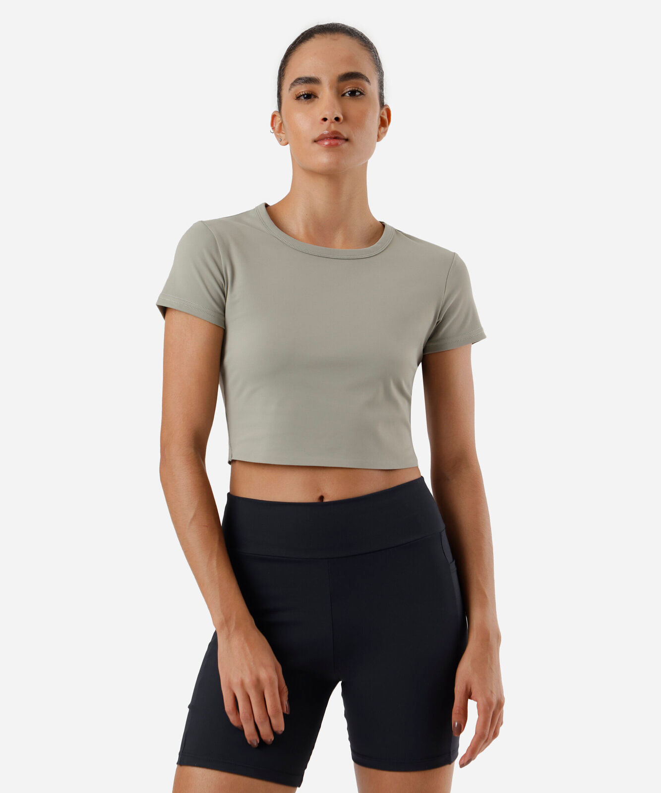blusa cropped feminino esportivo manga curta verde
