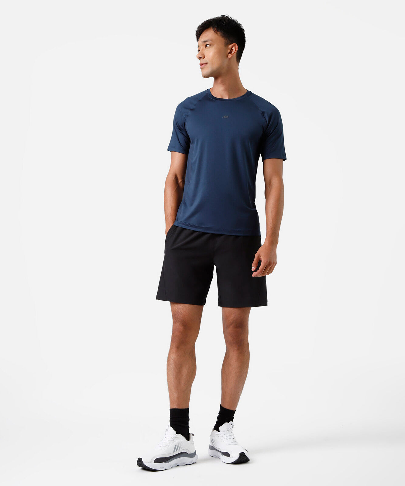 camiseta esportiva slim masculina com recortes azul