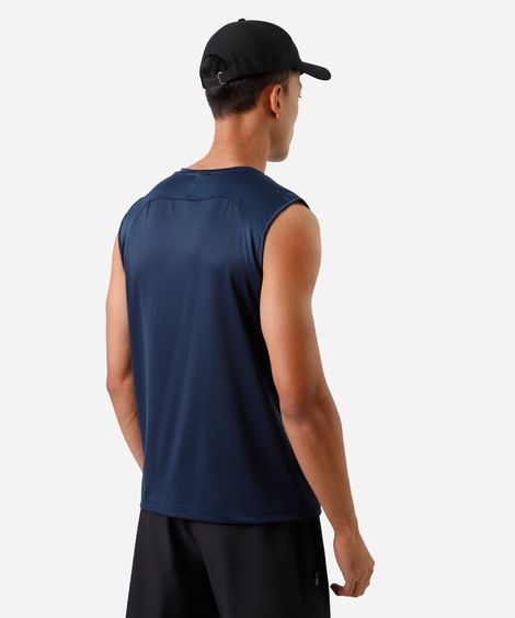 regata esportiva slim masculina com recorte azul