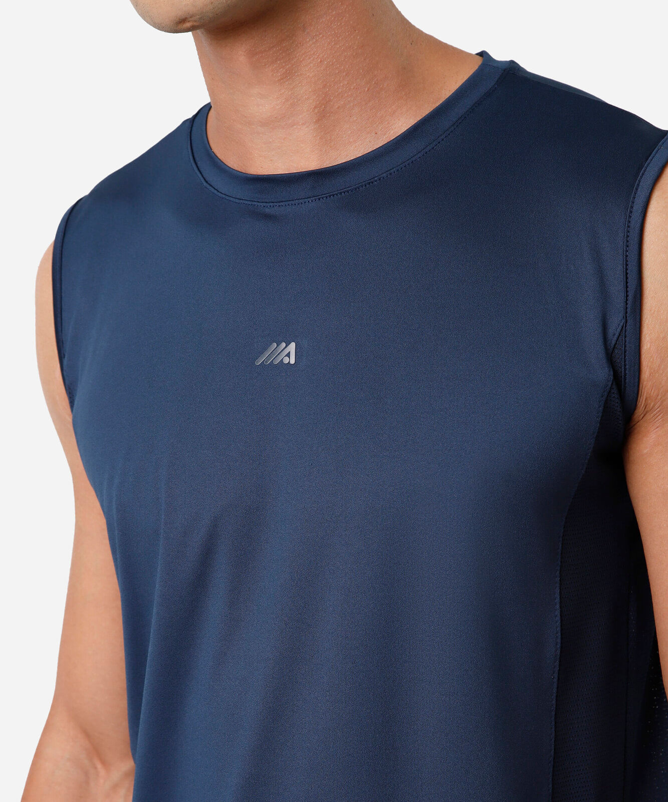 regata esportiva slim masculina com recorte azul