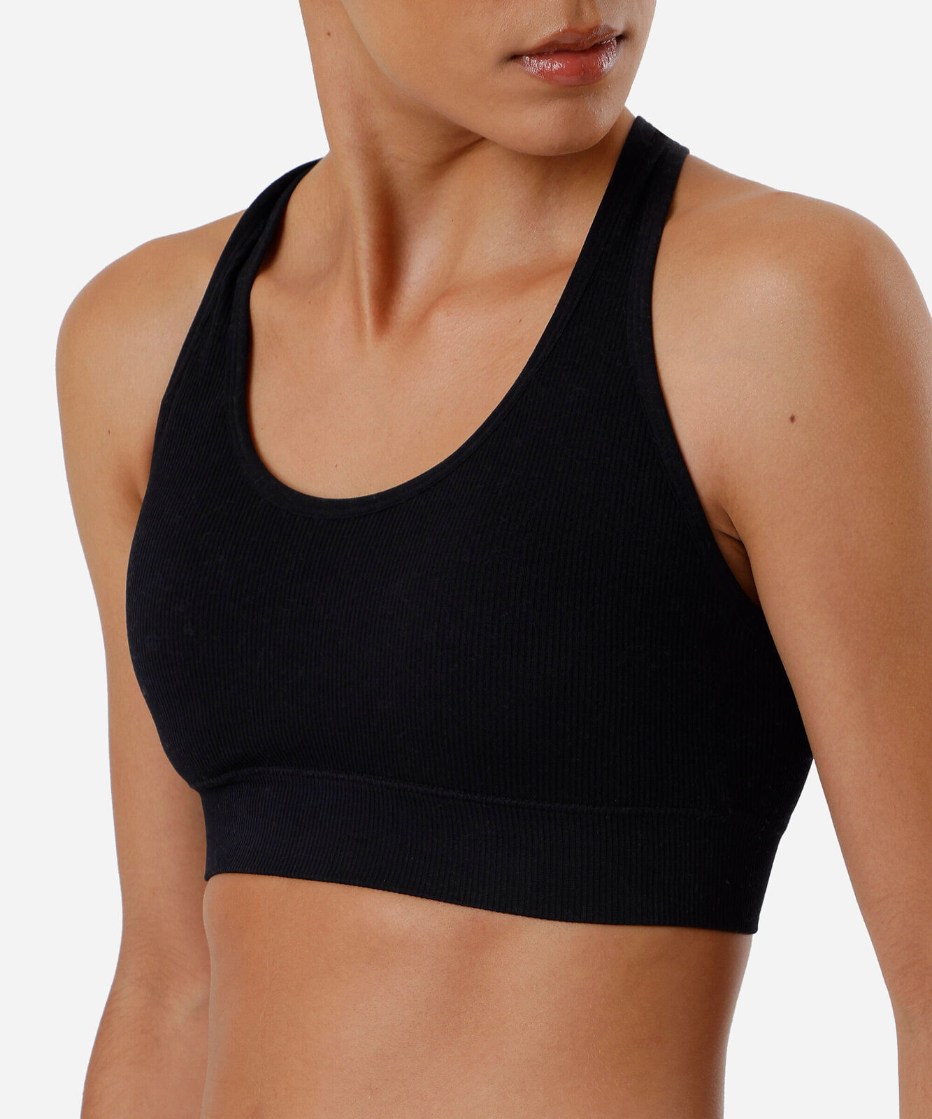 top nadador canelado com bojo removível - preto