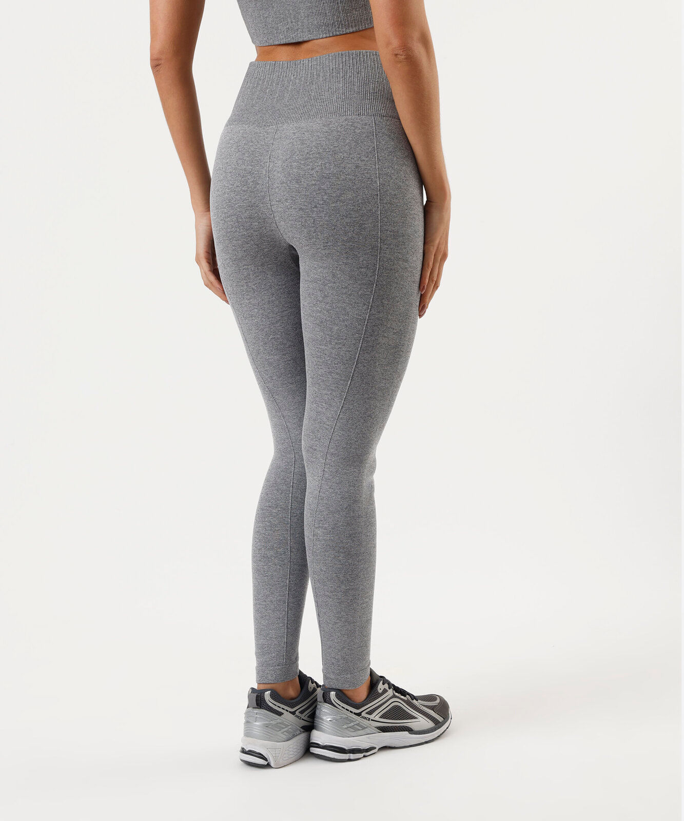 calça legging esportiva sem costura cinza