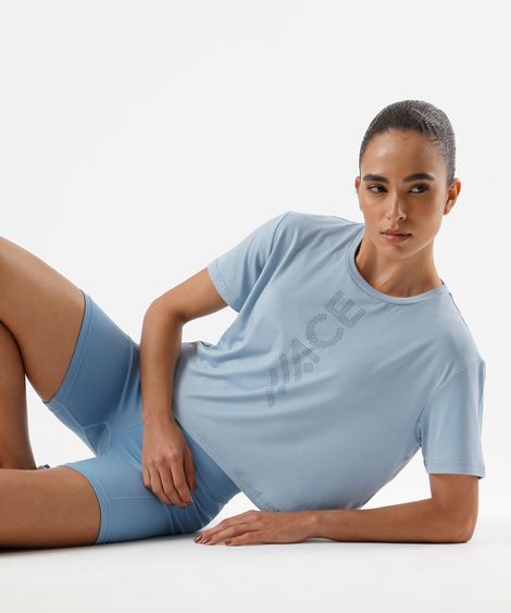 blusa cropped feminina esportiva ace azul
