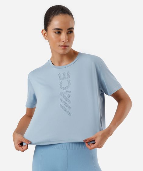 blusa cropped feminina esportiva ace azul