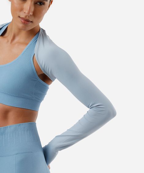bolero feminino de poliamida esportivo ace manga longa azul