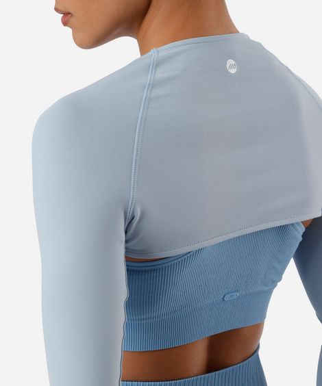 bolero feminino de poliamida esportivo ace manga longa azul