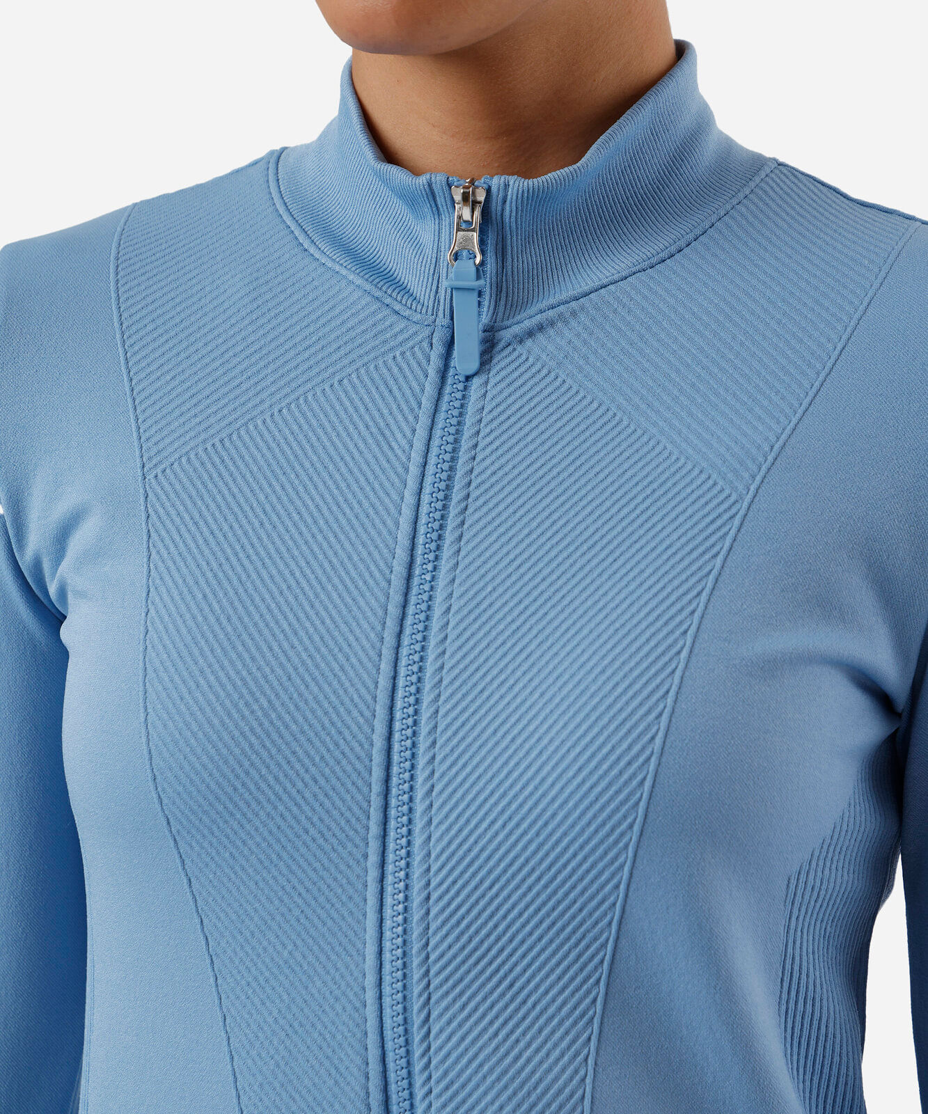 casaco feminino esportivo texturizado azul