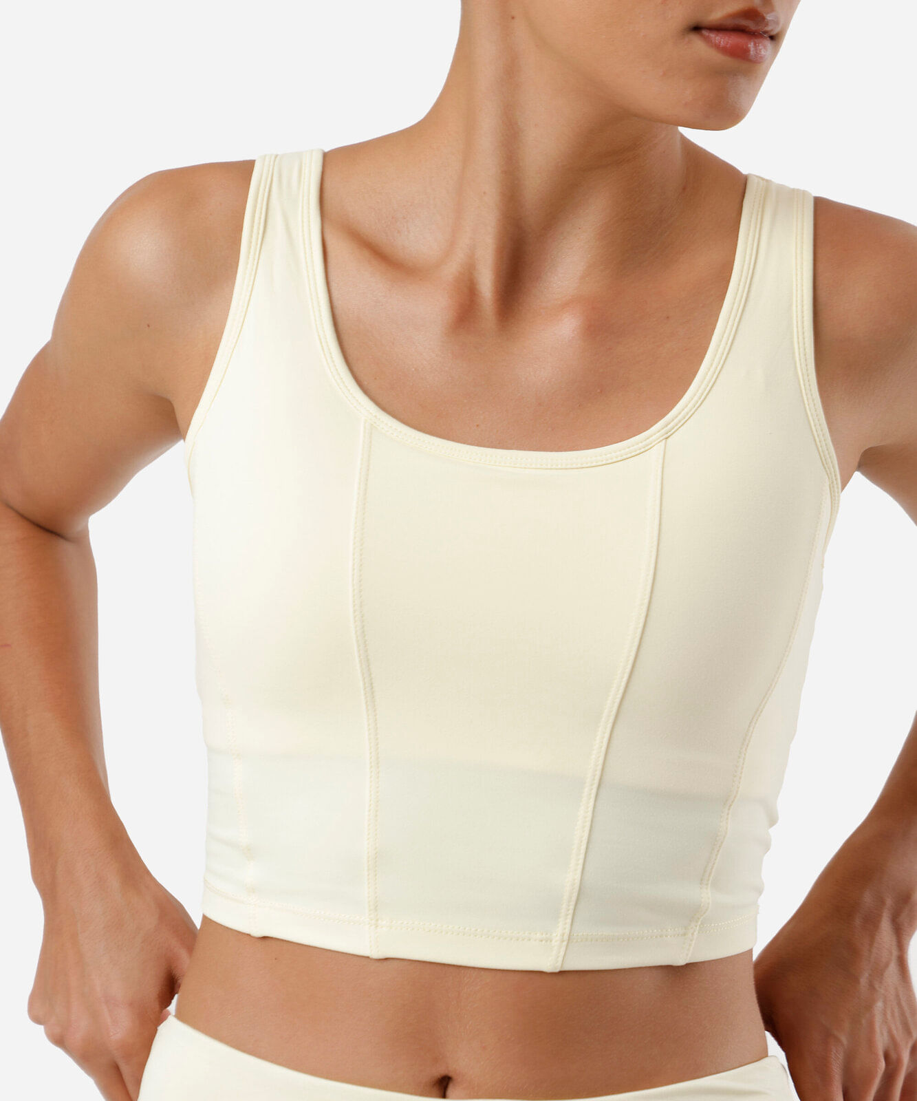 top alongado feminino com recortes esportivo amarelo