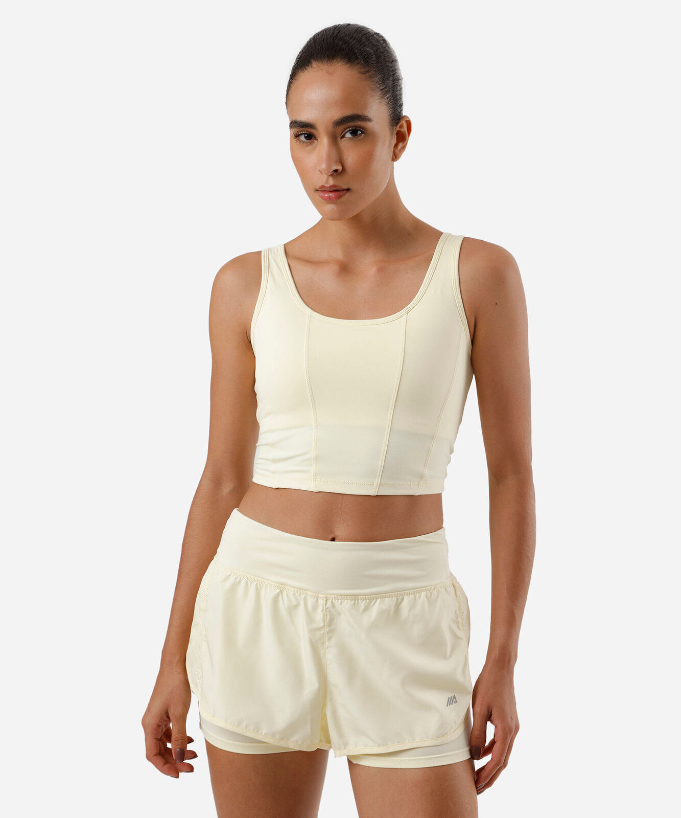 top alongado feminino com recortes esportivo amarelo